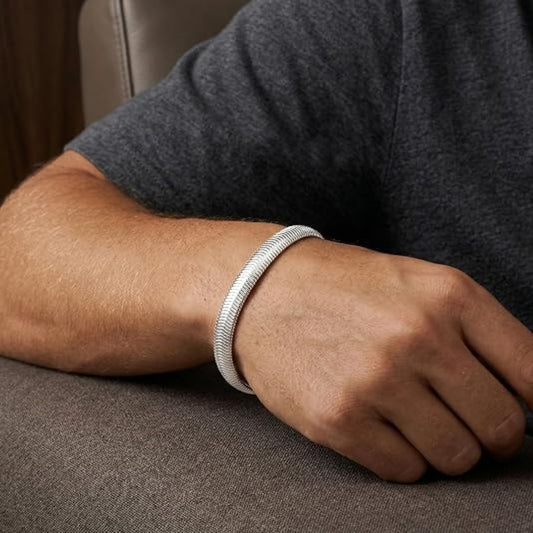 Bram – Elegante zilverkleurige geweven herenarmband