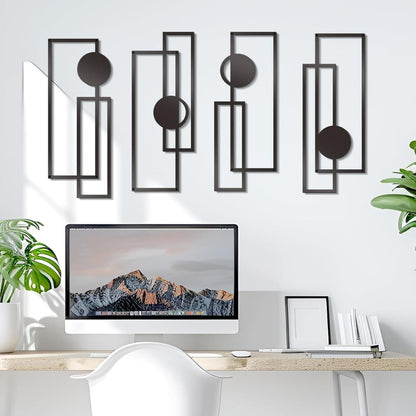 Lars – Moderne geometrische metalen wanddecoratie set van 4 stuks